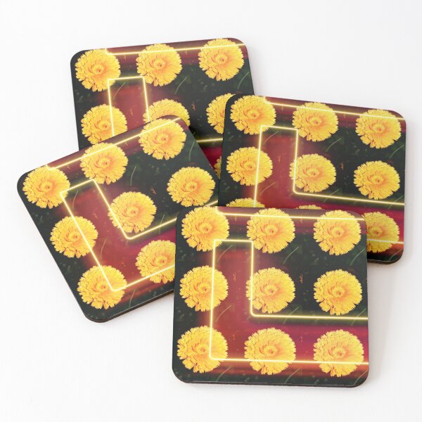 Item preview, All Nine - 9 neon look flowers - yellow marigold photo design designed and sold by kikidu21.
