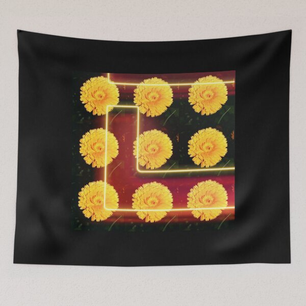 Item preview, All Nine - 9 neon look flowers - yellow marigold photo design designed and sold by kikidu21.
