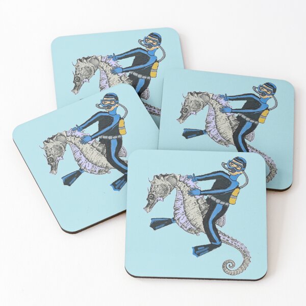 Item preview, Vintage Scuba Diver Riding a Giant Seahorse Underwater designed and sold by urmaddad.