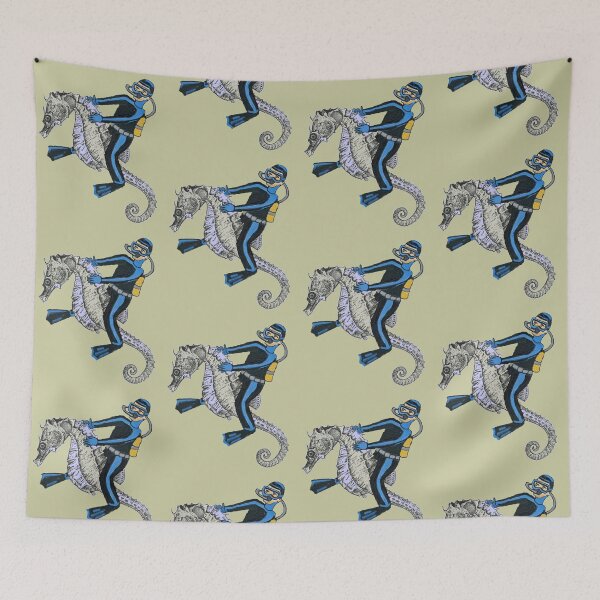 Item preview, Vintage Scuba Diver Riding a Giant Seahorse Underwater designed and sold by urmaddad.
