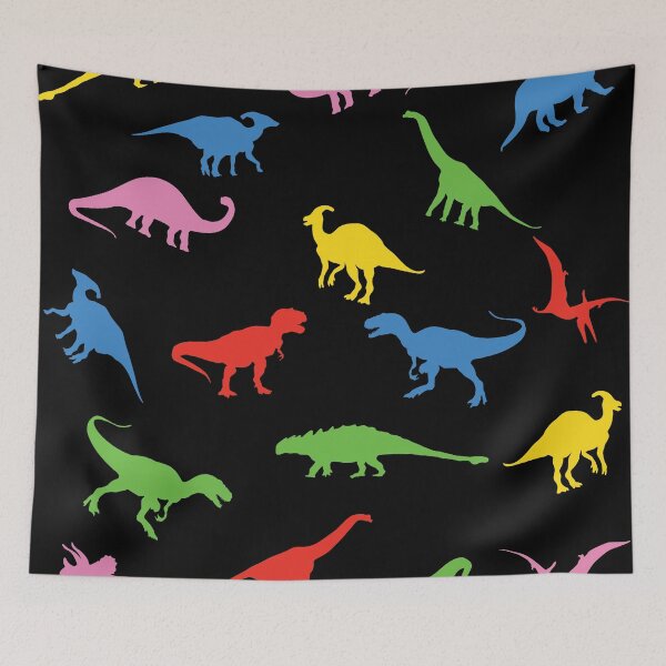 Item preview, Bright colorful Dinosaurs Silhouette seamless pattern  designed and sold by mashmosh.