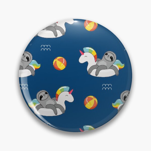Item preview, Unicorn floatie with sloth and beach ball swimming in the waves in the water designed and sold by TrueType.
