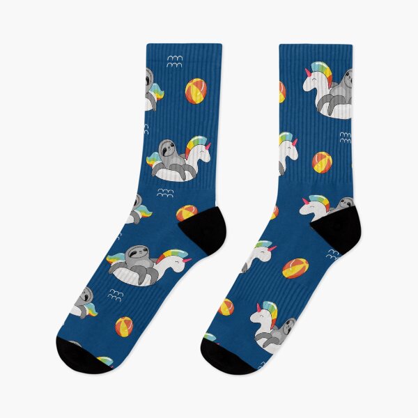Item preview, Unicorn floatie with sloth and beach ball swimming in the waves in the water designed and sold by TrueType.