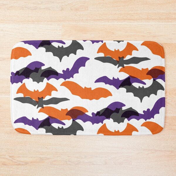 Item preview, Bats Silhouettes - Fun Orange, Black, and Purple Halloween Pattern designed and sold by TheRainbowRoom.