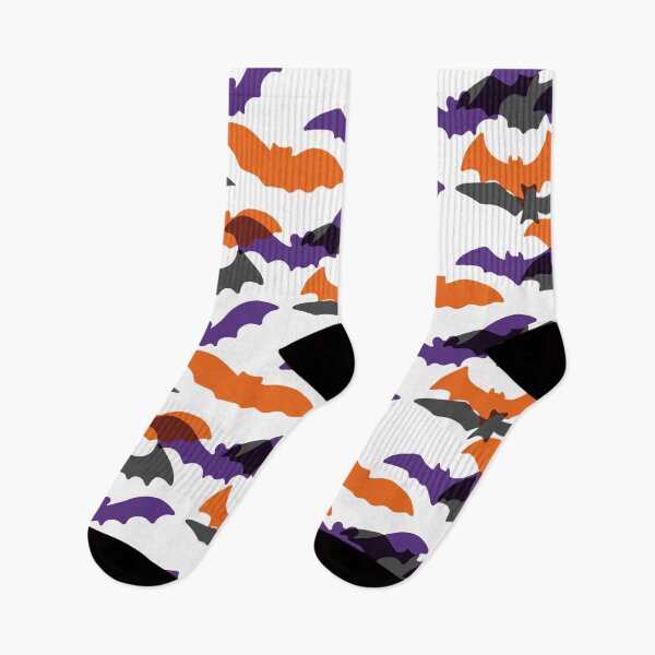 Item preview, Bats Silhouettes - Fun Orange, Black, and Purple Halloween Pattern designed and sold by TheRainbowRoom.