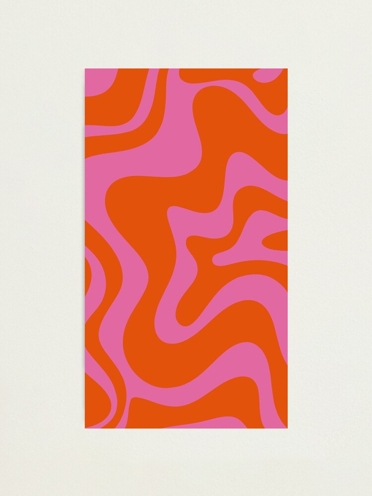 Retro Liquid Swirl Abstract Pattern in Red Orange and Hot Pink |  Photographic Print
