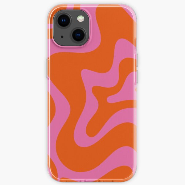 Retro Liquid Swirl Abstract Pattern in Red Orange and Hot Pink iPhone Soft Case