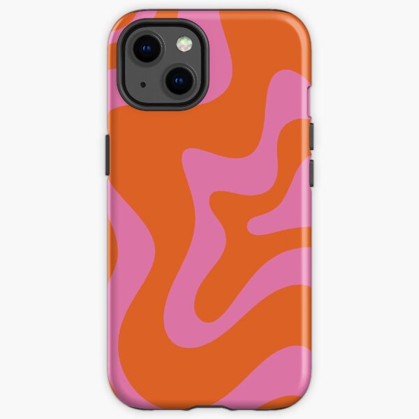 Retro Liquid Swirl Abstract Pattern in Red Orange and Hot Pink iPhone Tough Case