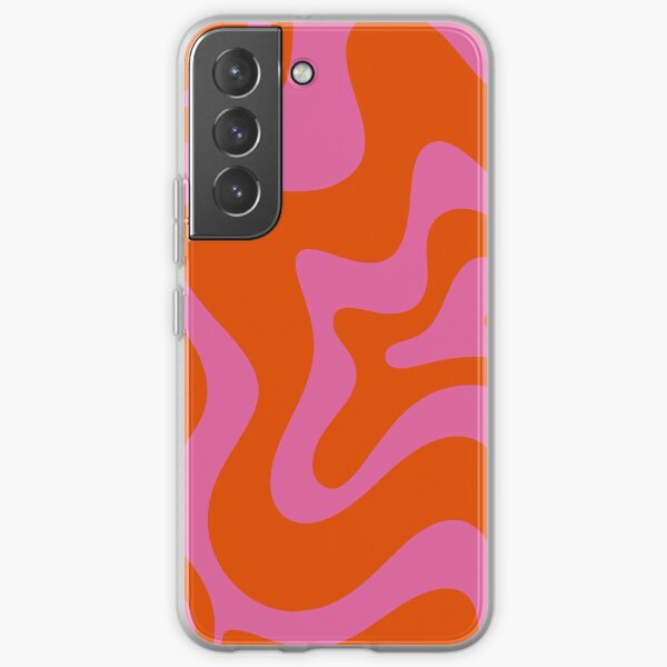 Retro Liquid Swirl Abstract Pattern in Red Orange and Hot Pink Samsung Galaxy Soft Case