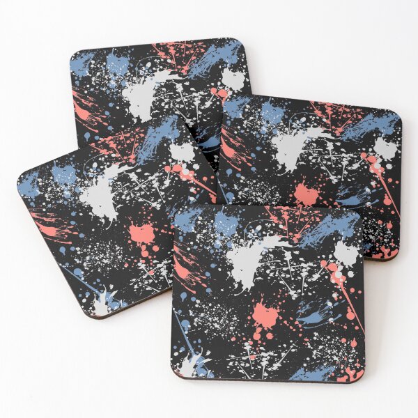 Item preview, Abstract paint splatter- Orange pink/ sea blue designed and sold by Nishinoyaoyaoya.