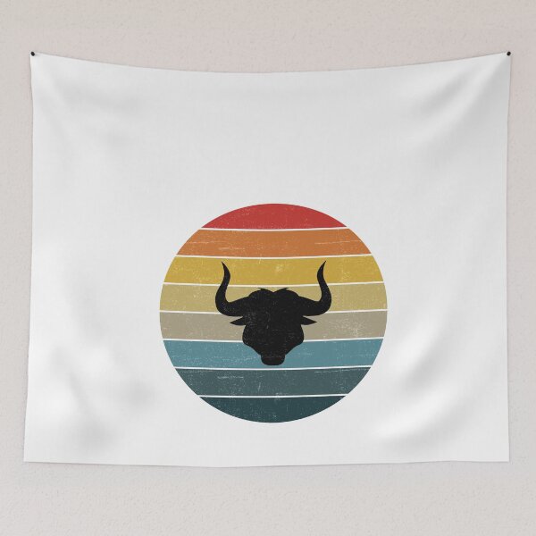 Item preview, Peeking Highland Cow with Retro Sunset designed and sold by NECHSTORE.