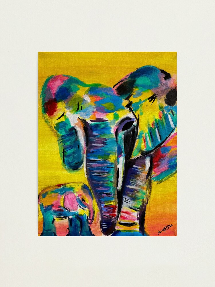 Tableau Abstrait Coloré Éléphant