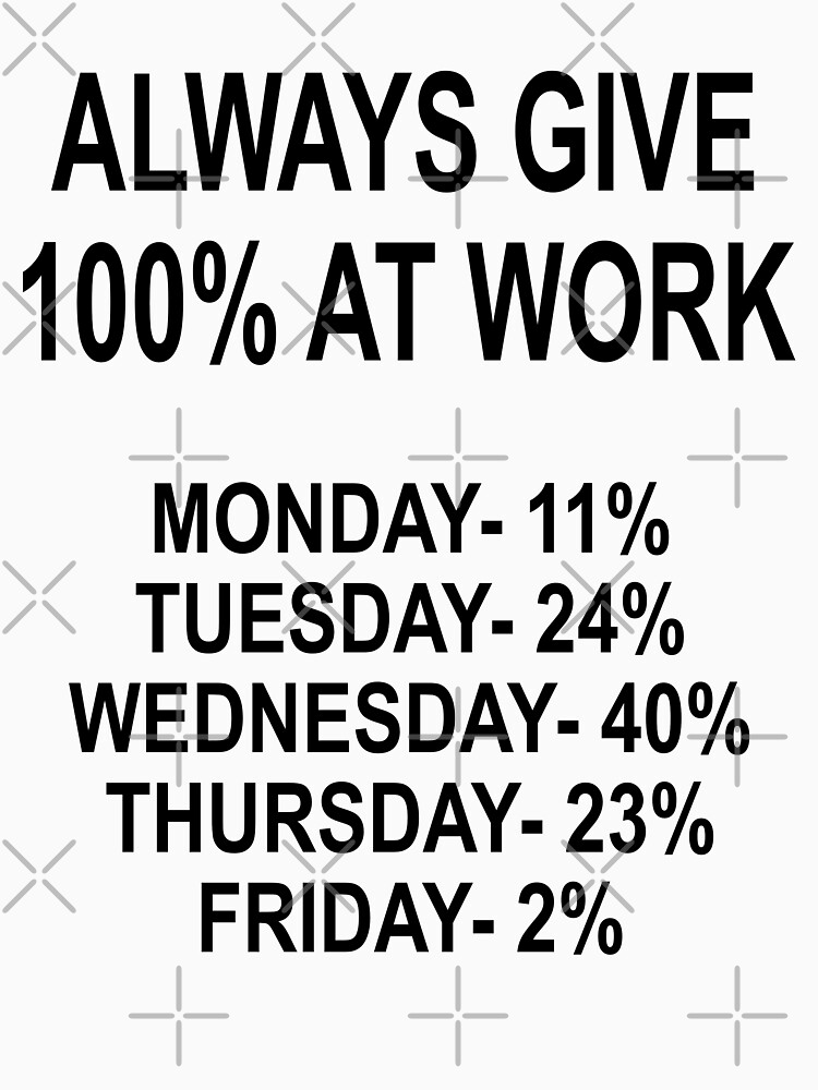 Always Give 100% at Work, funny quotes Essential T-Shirt for Sale by  Zackaria91