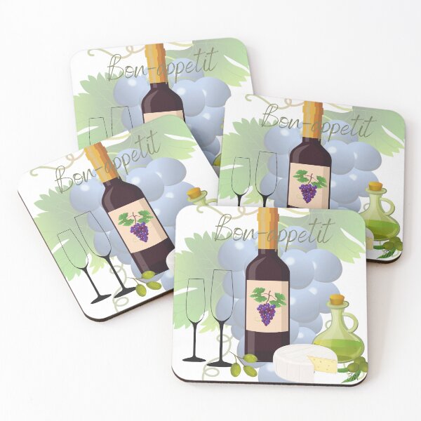 Item preview, Bon-Appetit wine bottles and glasses designed and sold by Jennifer Morcom.