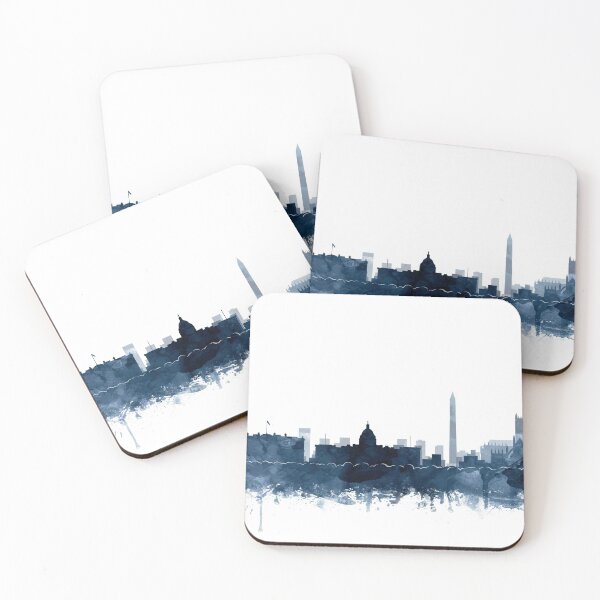 Item preview, Washington DC Skyline Watercolor Navy Blue by Zouzounio Art designed and sold by zouzounioart.