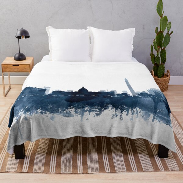 Item preview, Washington DC Skyline Watercolor Navy Blue by Zouzounio Art designed and sold by zouzounioart.