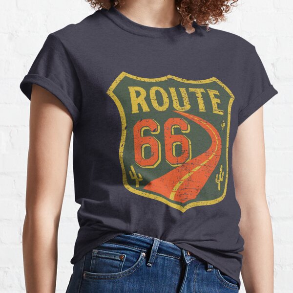 Lucky 7 Route 66 American Classic Harley twin mototrcycle black t-shirt FN9426 