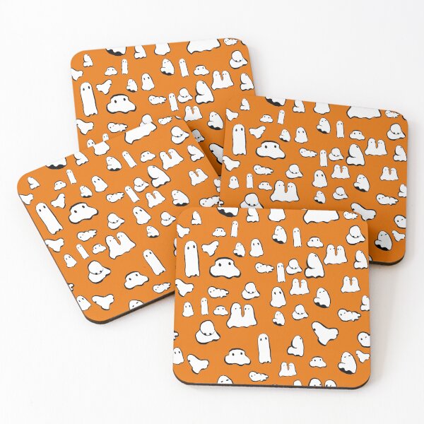 Item preview, Cute Little Ghosts on Orange | Halloween Pattern designed and sold by jociart.