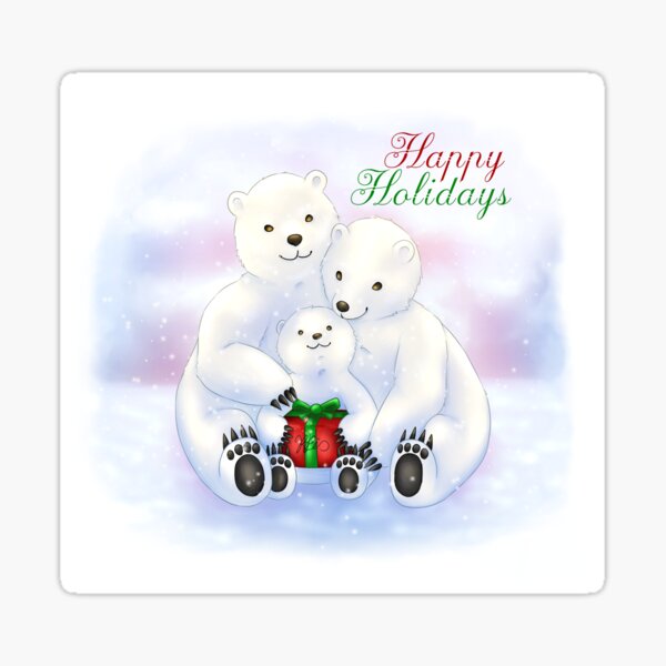 Christmas Polar Bears - Happy Holidays Sticker