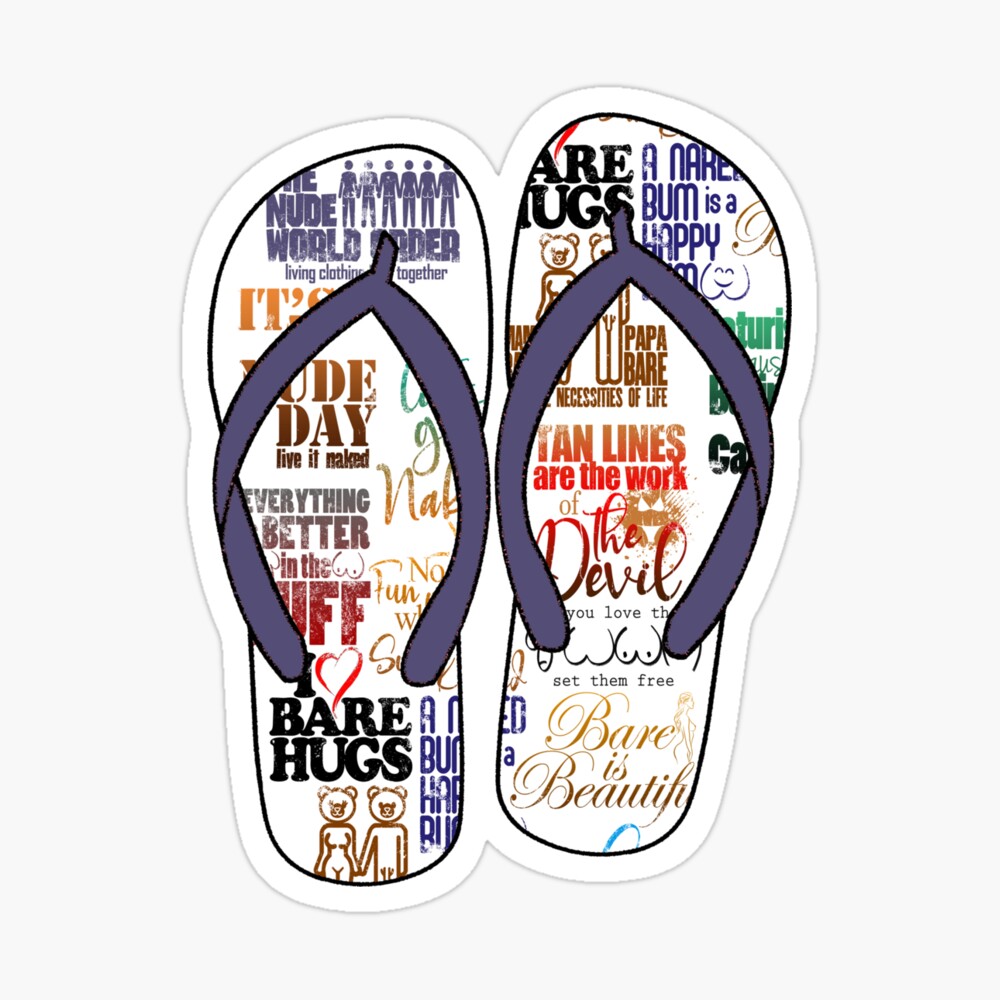 Naturist Slogan Flip Flops Naturism Nudist Lifestyle