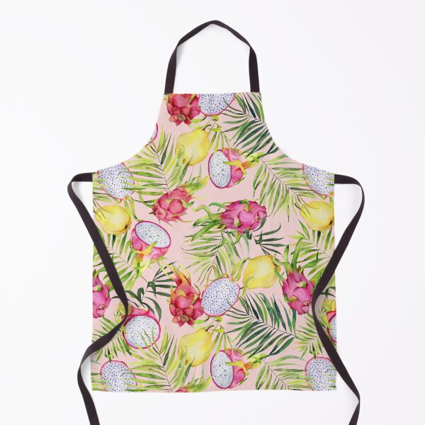 Item preview, Tropical fruits, dragonfruits and palm leaves. Watercolor pattern on rose pink designed and sold by AnjeseAnna.