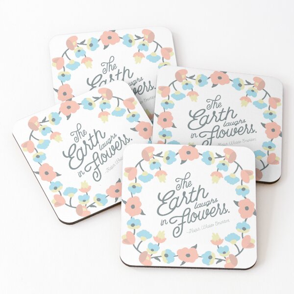 Item preview, Nature Quotes - Emerson | Pink and Blue Pastel Flowers designed and sold by GildedMiddleWay.