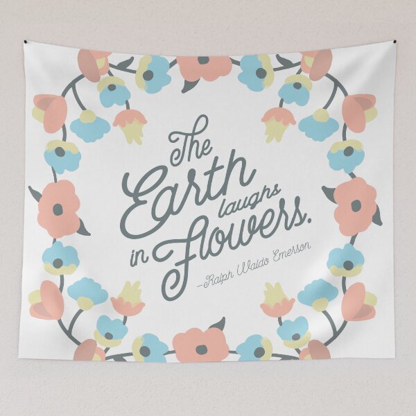 Item preview, Nature Quotes - Emerson | Pink and Blue Pastel Flowers designed and sold by GildedMiddleWay.