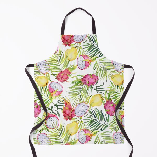 Item preview, Tropical fruits, dragonfruits and palm leaves. Watercolor pattern on white designed and sold by AnjeseAnna.