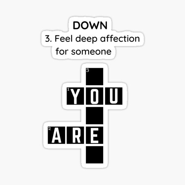 ""LOVED" Crossword Puzzle" Sticker for Sale by rockthacradle Redbubble