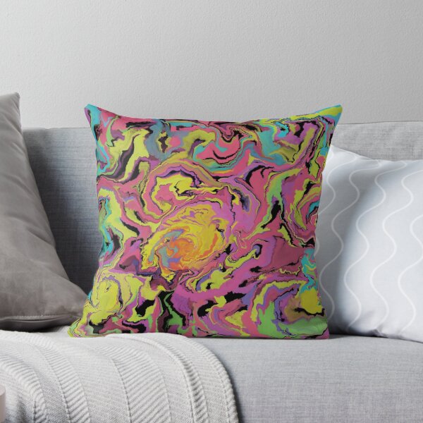 Marble Neon Pattern, Marbled Effect Pattern Throw Pillow