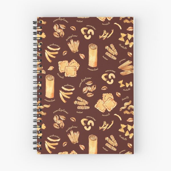 Item preview, Types of Pasta on brown watercolor pattern designed and sold by AnjeseAnna.