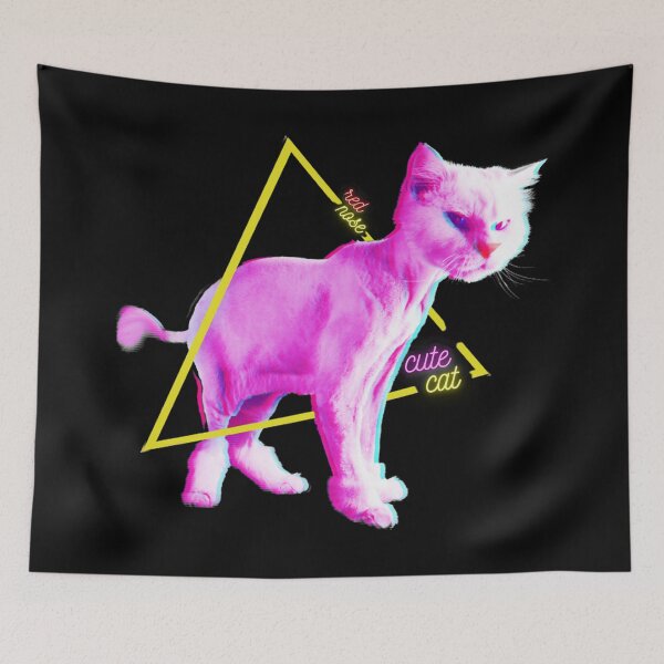 Item preview, Neon Cute Cat With Red Nose designed and sold by Nathalie Aynié.