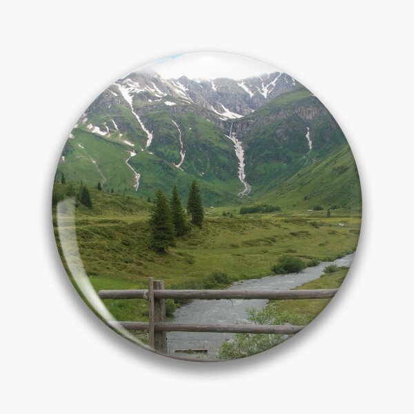 Item preview, Austrian alps in summer with a stream and thriving Green grass and fir trees designed and sold by EngineerGoC.