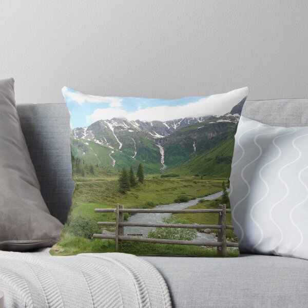 Item preview, Austrian alps in summer with a stream and thriving Green grass and fir trees designed and sold by EngineerGoC.