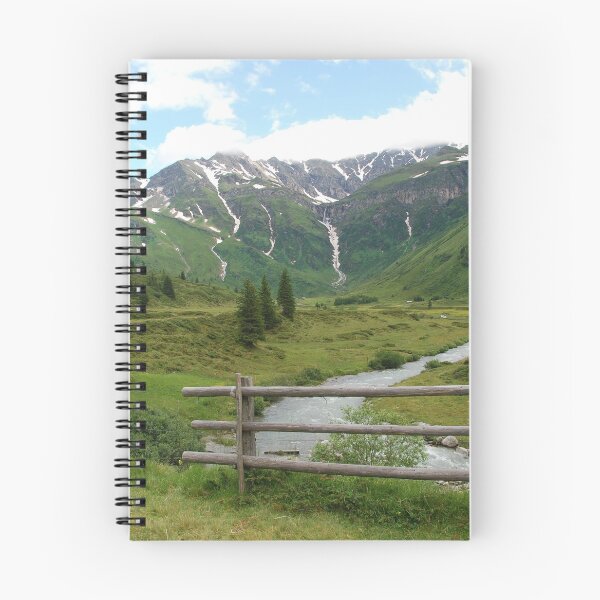 Item preview, Austrian alps in summer with a stream and thriving Green grass and fir trees designed and sold by EngineerGoC.
