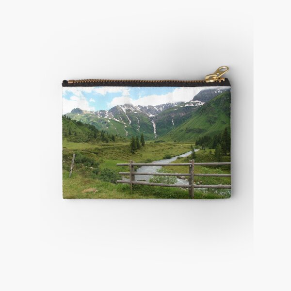 Item preview, Austrian alps in summer with a stream and thriving Green grass and fir trees designed and sold by EngineerGoC.