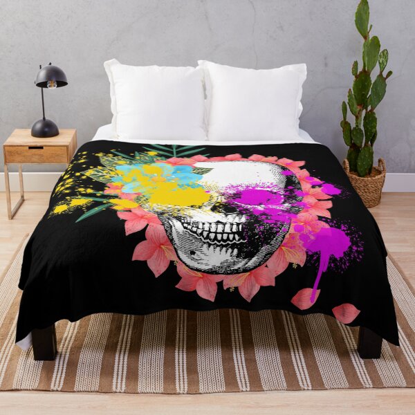 Item preview, Skull and Flowers with Paint Splats ( black ) designed and sold by RomeoSketches.