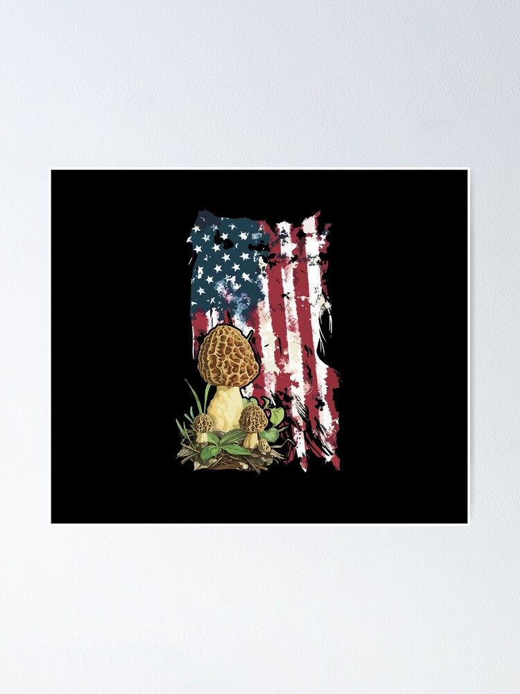 American Mushroom Hunter T Shirt With Morels In Usa Flag American Mushroom Hunter T Shirt With Morels In Usa Flag