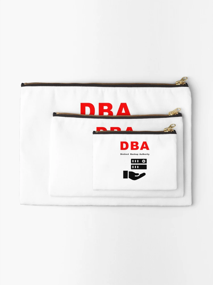 Thumbnail 2 of 4, Zipper Pouch, DBA Database Administrator, Distinct Backup Authority, Database Developer, SQL Query, Software Engineer, Computer Science, Fullstack Developer, Programming Humor designed and sold by Max-Wear.