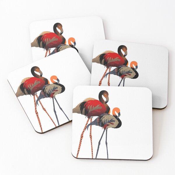 Item preview, Abtract Paper Cut Flamingo Illustration - Red, black and gold, - Caroline Laursen Original designed and sold by Caroline Laursen.