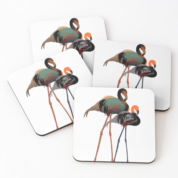 Item preview, Abtract Paper Cut Flamingo Illustration - Red, black and gold, - Caroline Laursen Original designed and sold by Caroline Laursen.