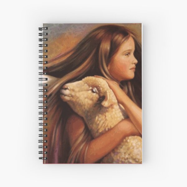 Item preview, Young Girl Angel Loving Little Lamb Sheep designed and sold by Rowena Jones.