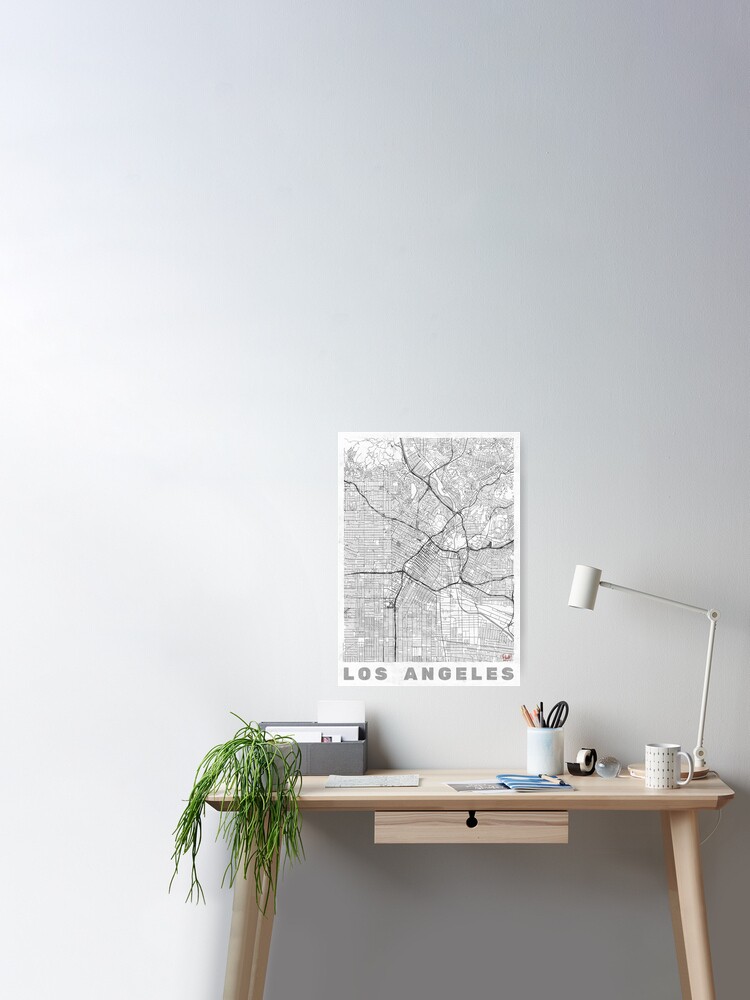 Thumbnail 1 of 3, Poster, Los Angeles Map Line designed and sold by HubertRoguski.