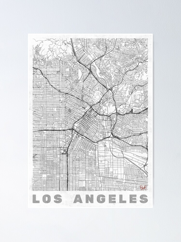 Thumbnail 2 of 3, Poster, Los Angeles Map Line designed and sold by HubertRoguski.