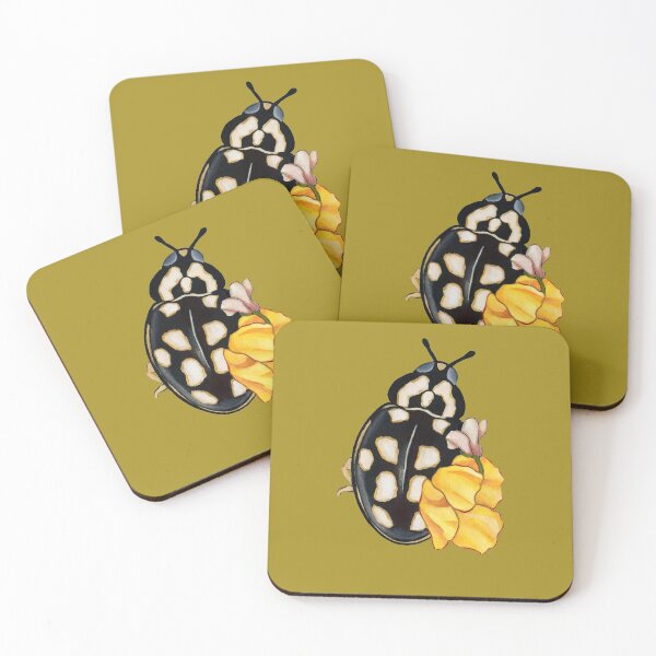 Item preview, Black bug with yellow and pink flowers designed and sold by KnowingWonder.
