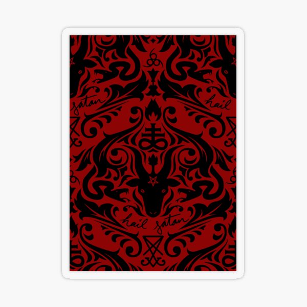 Damask - Hail Satan (Black & Red default) Transparent Sticker