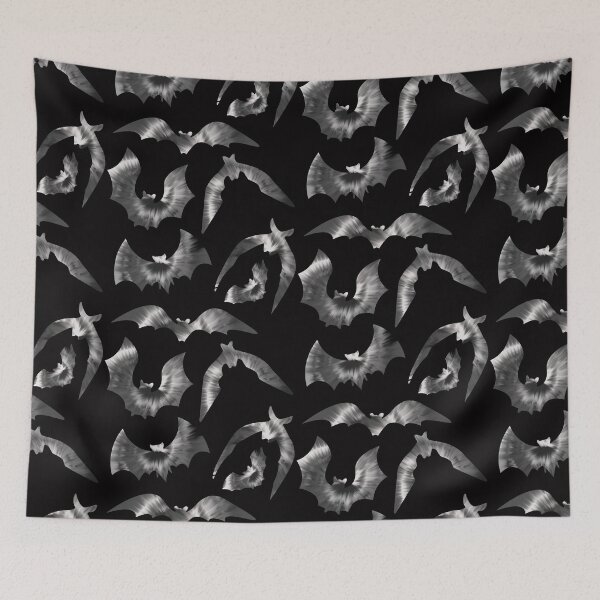 Item preview, Tie Dye Bats - Fun Black and White Animal Silhouette Pattern designed and sold by TheRainbowRoom.