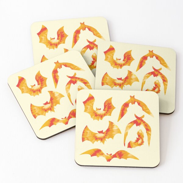 Item preview, Tie Dye Bats - Fun Red and Orange Animal Silhouette Pattern designed and sold by TheRainbowRoom.