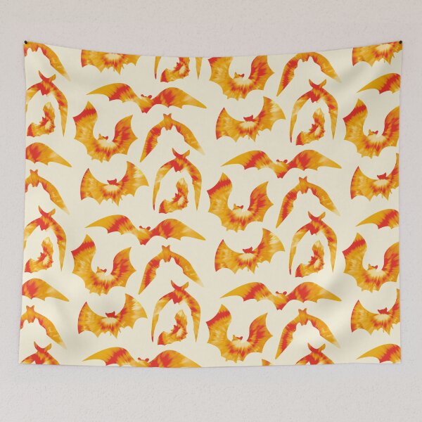 Item preview, Tie Dye Bats - Fun Red and Orange Animal Silhouette Pattern designed and sold by TheRainbowRoom.