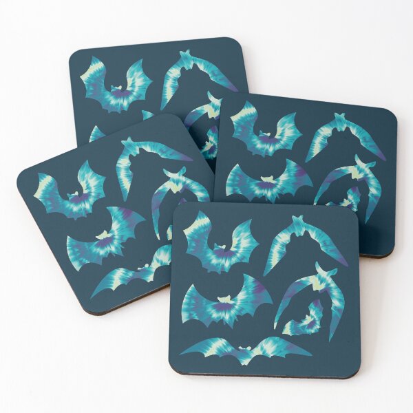 Item preview, Tie Dye Bats - Fun Green and Blue Animal Silhouette Pattern designed and sold by TheRainbowRoom.